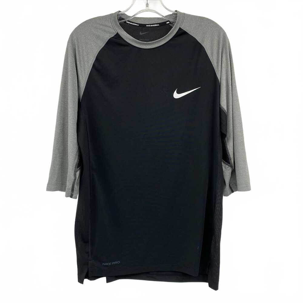 Nike Black Gray Dri-Fit Baseball Tee | Men’s M Short Sleeve